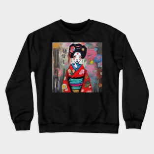 Japanese geisha with flowers Crewneck Sweatshirt